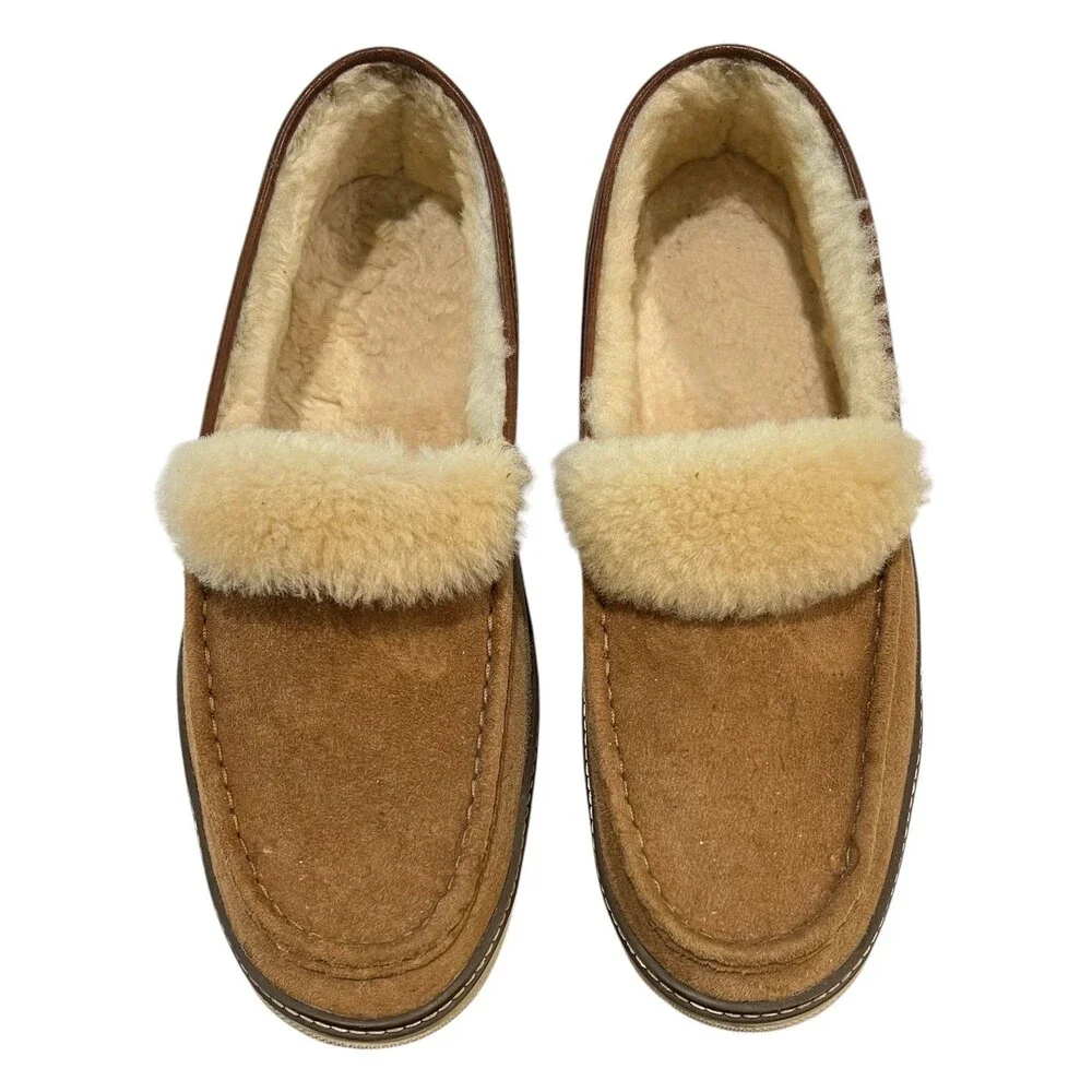 J&M by Johnston & Murphy Men's Fur Lined Moccasin Loafers Slippers US 11
